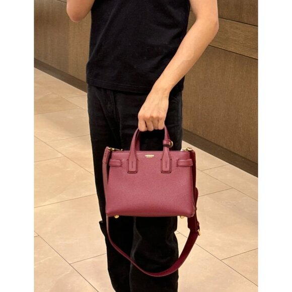 Burberry Small Banner Leather Horse Check Crossbody Shoulder bag Crimson - Picture 16 of 16